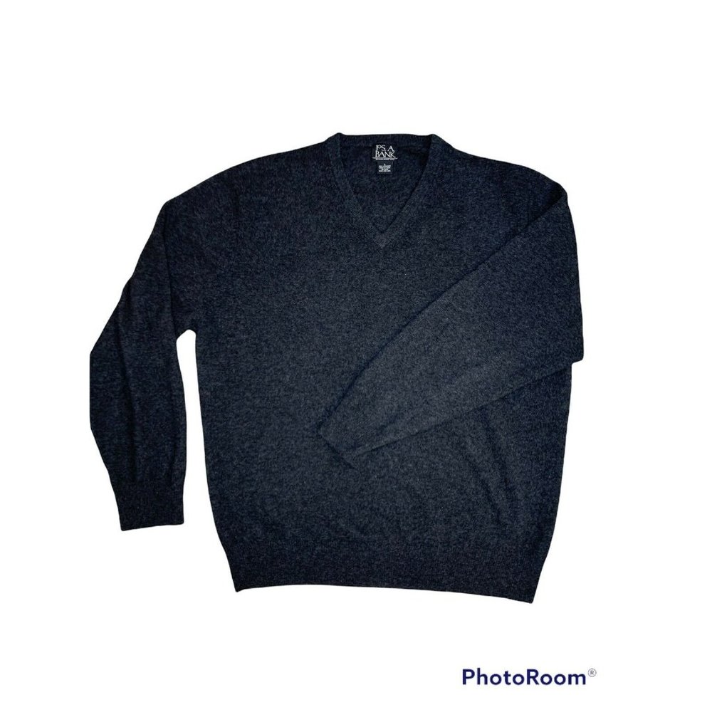 JOS A BANK Size Large Men's 100% Cashmere Sweater Black V-Neck Top